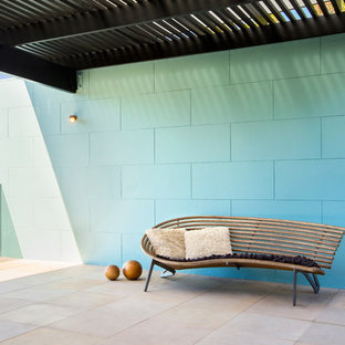 Immagine di un patio o portico contemporaneo in cortile con una pergola