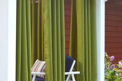 Moss Green Drapes in a Private Patio Area