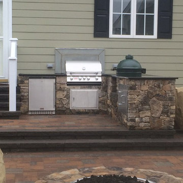 Multi-level Patio with Fire Pit and Seat Wall