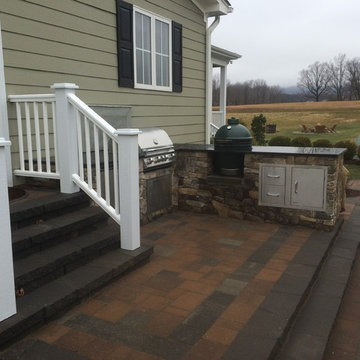 Multi-level Patio with Fire Pit and Seat Wall