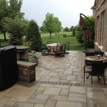 Multi-Level Patio with Hot Tub and Outdoor Bar in Vernon Hills, IL