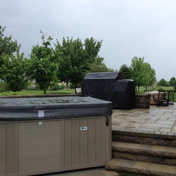 Multi-Level Patio with Hot Tub and Outdoor Bar in Vernon Hills, IL