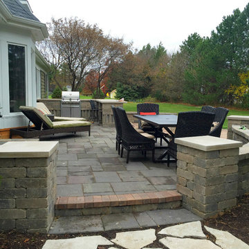 Multi-Level Patio with Outdoor Kitchen & Fire Pit in Kildeer, IL