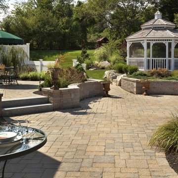 Multi Level Patio with Retaining Wall - Patio Lighting