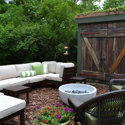 Patio - eclectic patio idea in Philadelphia with a fire pit