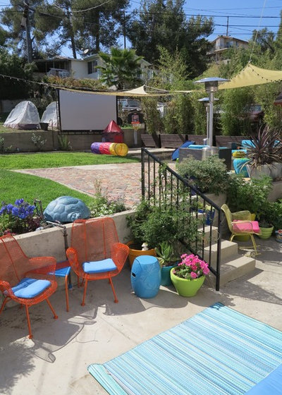 Eclectic Patio My Houzz: Saturated Colors Help a 1920s Fixer-Upper Flourish