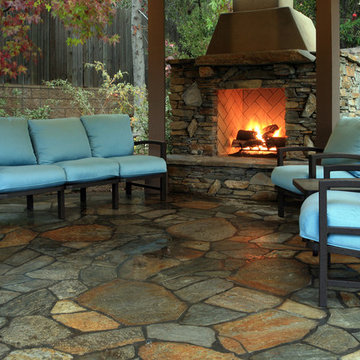 Natural Rock Fireplace for Relaxation