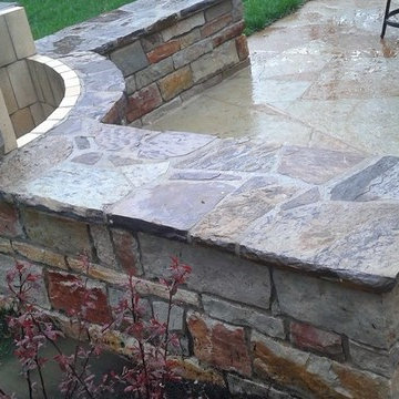 Natural Stone fire pit Stone walls stairs flagstone patio in chesterfield, mo