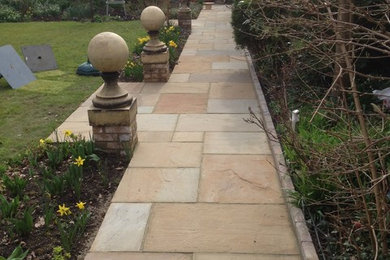 Natural stone patio and path
