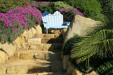 Example of a small classic backyard stone patio design in Santa Barbara