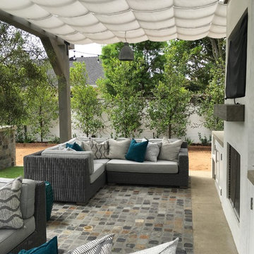 Newport Beach Stationary Sunbrella Shading and Custom Pillows