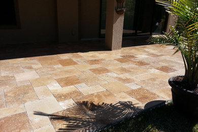 Noce Travertine French Pattern patio remodels