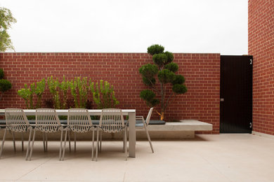 Idée de décoration pour une terrasse avec une cour, des pavés en béton et aucune couverture.