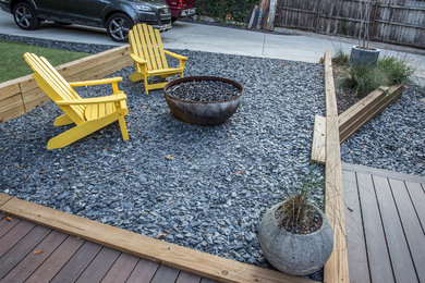 Transitional backyard patio photo in Atlanta with decking