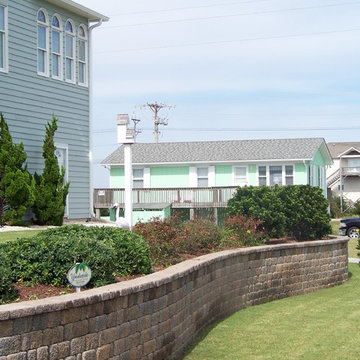 Oceanfront retaining wall, walkway and driveway