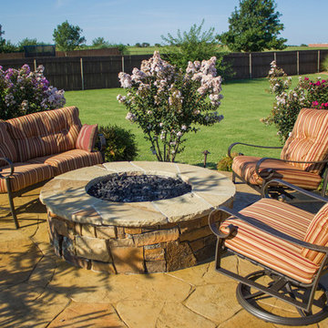 Oklahoma Landscape - Fire Pit Patio Surrounded With Landscaping