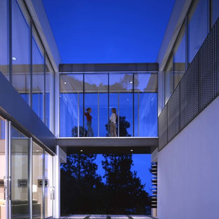 Ispirazione per un ampio patio o portico contemporaneo in cortile con lastre di cemento e nessuna copertura
