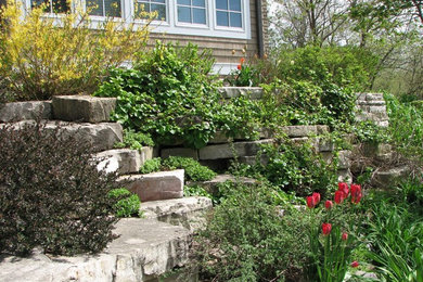 Design ideas for a traditional side yard stone landscaping in Milwaukee.