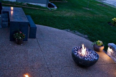 Outdoor Area with Kitchen and Fire Bowl