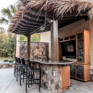 outdoor bar and kitchen/ Tiki theme