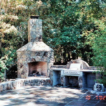 Outdoor BBQ Island and Fireplace