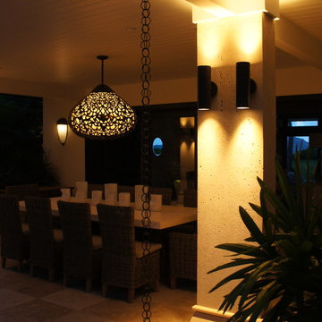 outdoor dining area -- Rain Chains