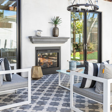 Outdoor Fireplace and Moroccan Tile
