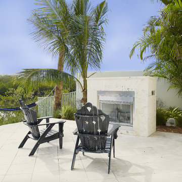 Outdoor Fireplace at The Amber Designed by Alvarez Homes Tampa FL Home Builders