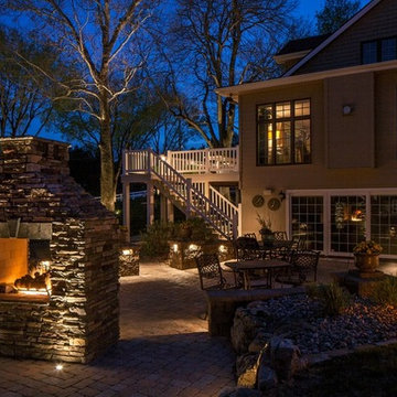 Outdoor Fireplace + Patio Lighting