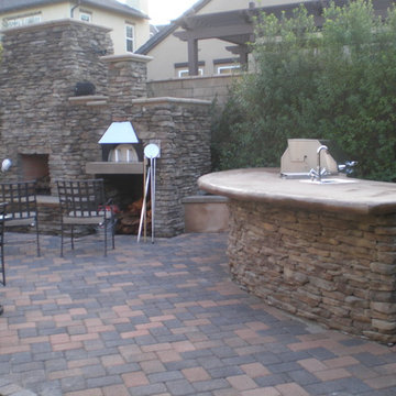 Outdoor Fireplace, Pizza Oven, BBQ Island and Paver Patio