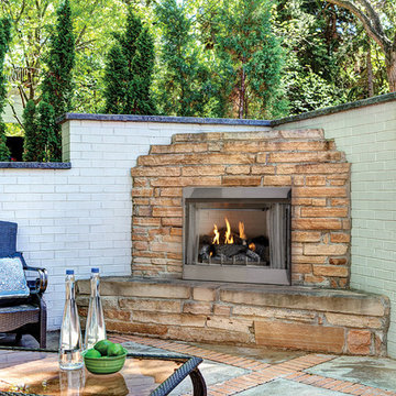 Outdoor Fireplace with Rustic Stone - White Mountain Hearth