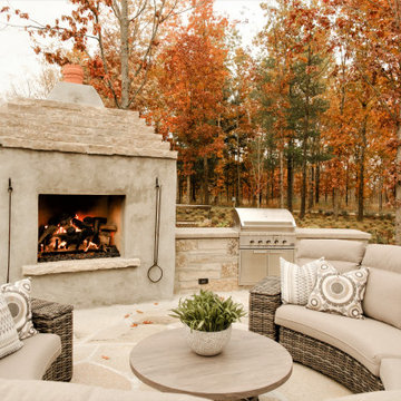 Outdoor Fireplace with Sectional