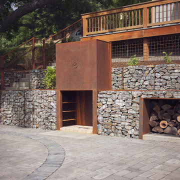 Outdoor Fireplace + Wood Storage