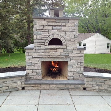 Outdoor Fondulac Stone Fireplace and Pizza Oven in St. Louis Park, MN