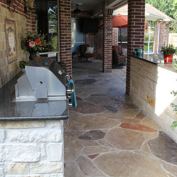 Outdoor Kitchen, Fire Feature, and Stamp Overlay in Humble