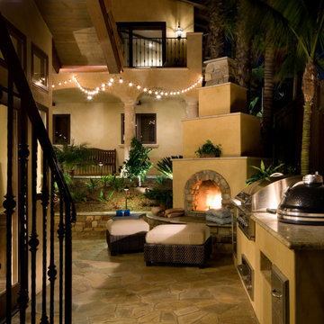 Outdoor Kitchen, Fireplace, Mediterranean