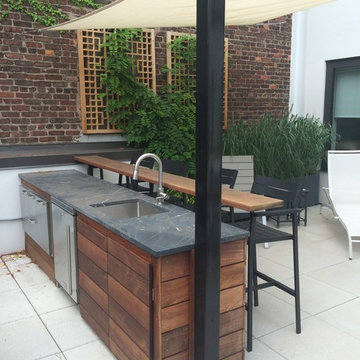 outdoor kitchen, shade sail