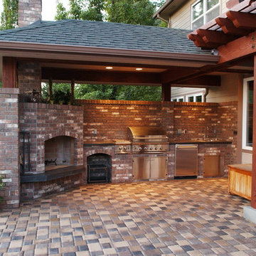 Outdoor Kitchen with Brick Surround