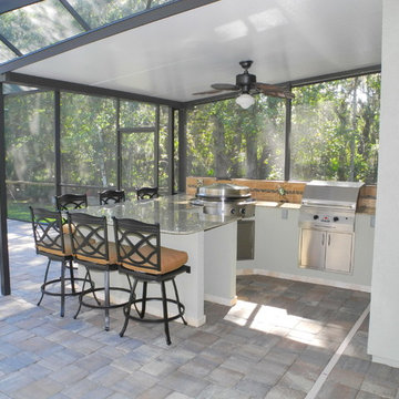 Outdoor Kitchen with Evo Cooktop, Solaire Grill and fire pit.