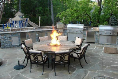 Outdoor Kitchen with Fire Pit Table