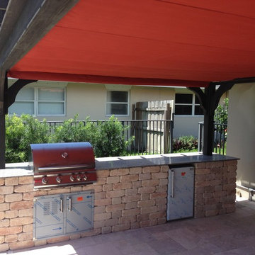 Outdoor Kitchen with Pergolas and Sunshade