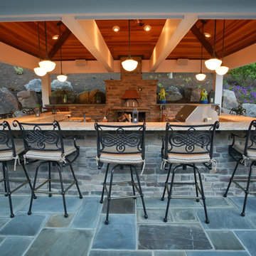 Outdoor kitchen with pizza oven