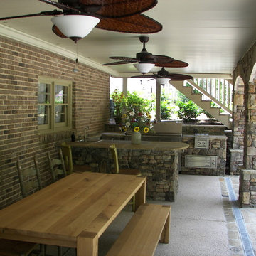 Outdoor Kitchen with stone columns