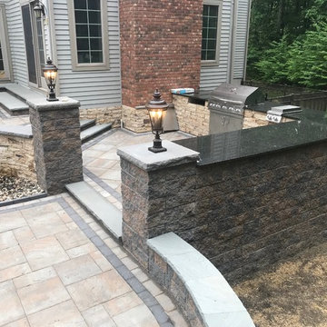 Outdoor kitchen with terraced patios