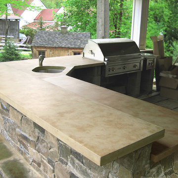Outdoor Ligth Brown Concrete Kitchen Countertops