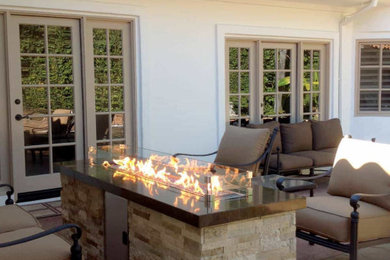 Outdoor Linear Fire Table – Custom with Stack Stone
