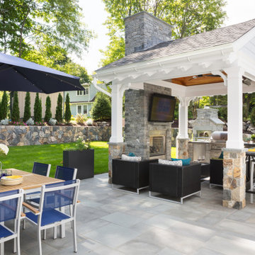 Outdoor living space with kitchen