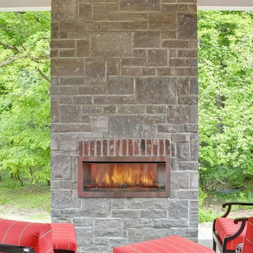 Outdoor Living Stone Fireplace Wall