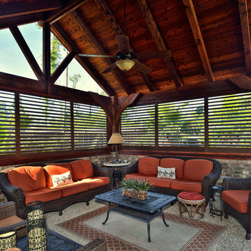 Outdoor Pavillion with Weatherwell Elite Aluminum Shutters