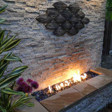 Outdoor Stacked Stone Fireplace